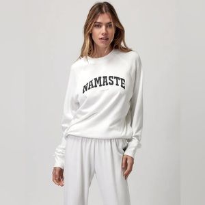 SPIRITUAL GANGSTER Old School Namaste Sweatshirt Top NWT FLAW- see photos
